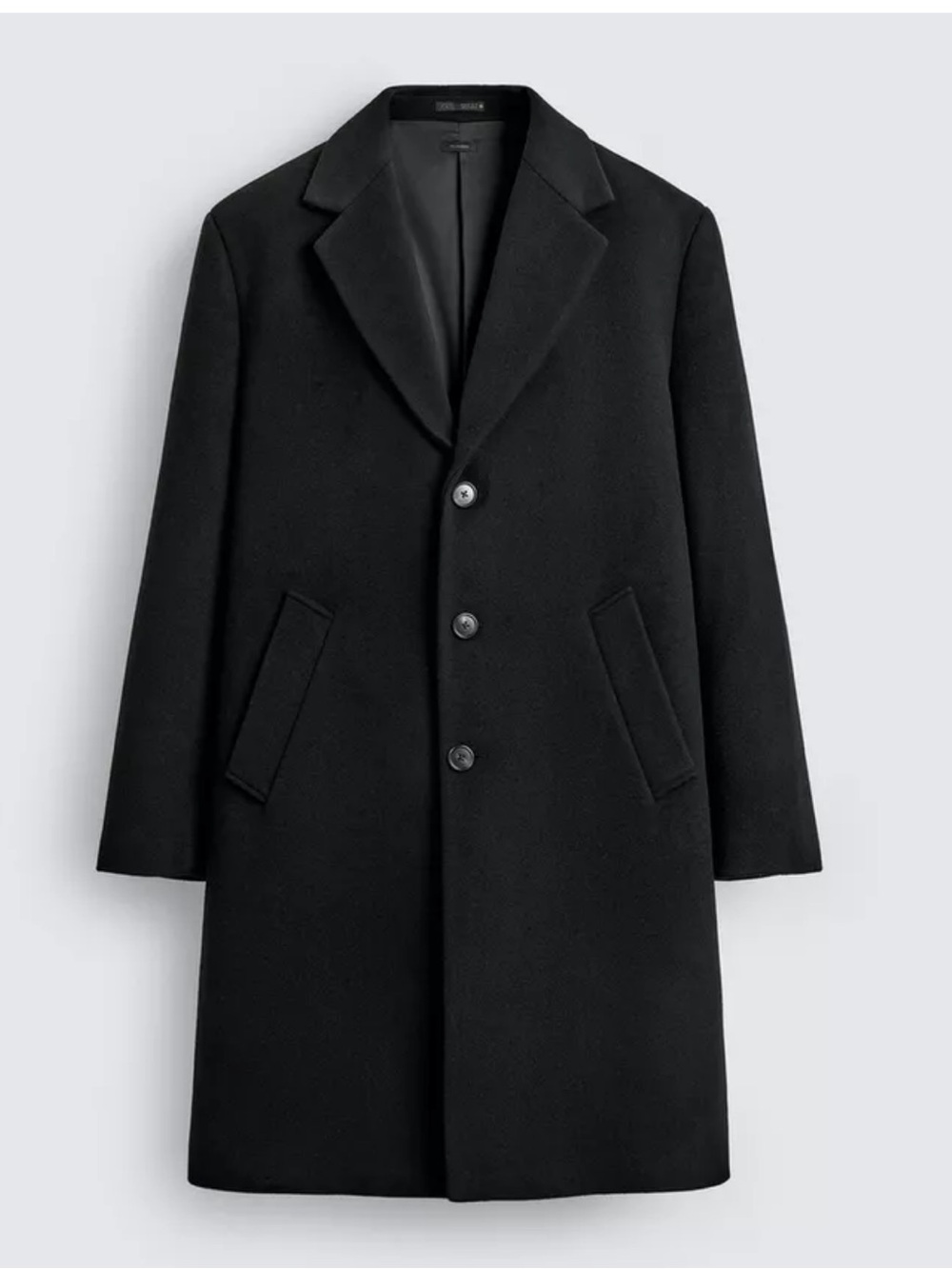 Zara Black Single-Breasted Wool-Blend Pea Coat